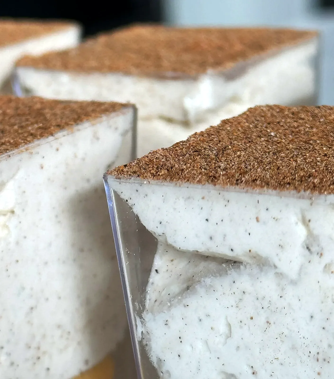 Chai tiramisu cups, close up