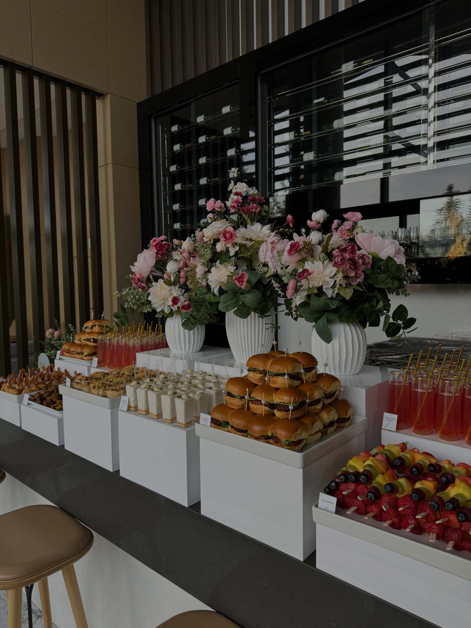 Indian fusion catering spread styled for an event in Calgary by Deep's Delights