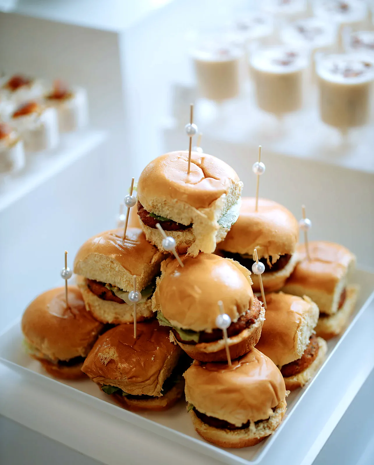 A tower of Indian-fusion sliders finished with pearl picks