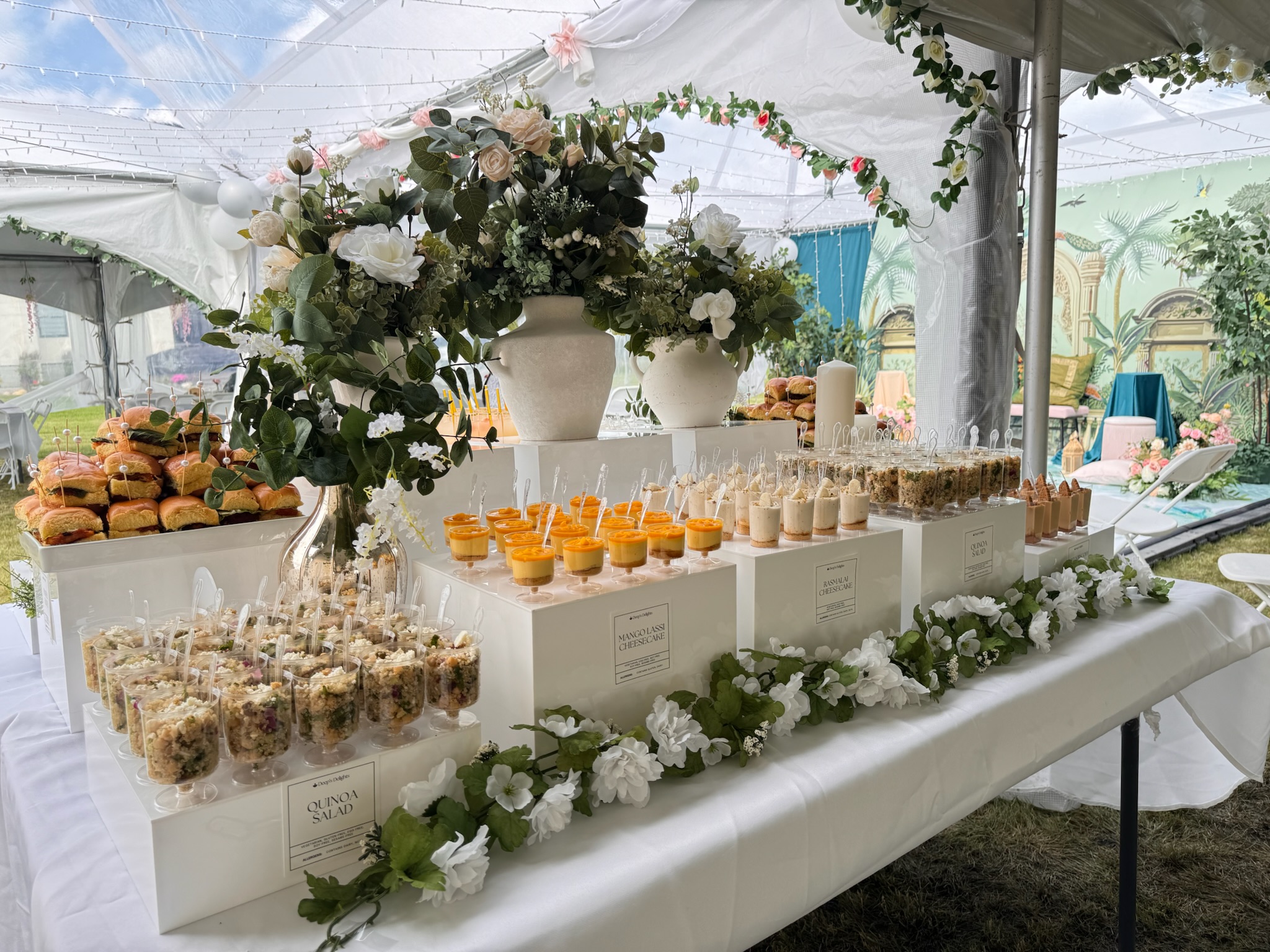 Indian wedding catering display at a Calgary Maiyan ceremony