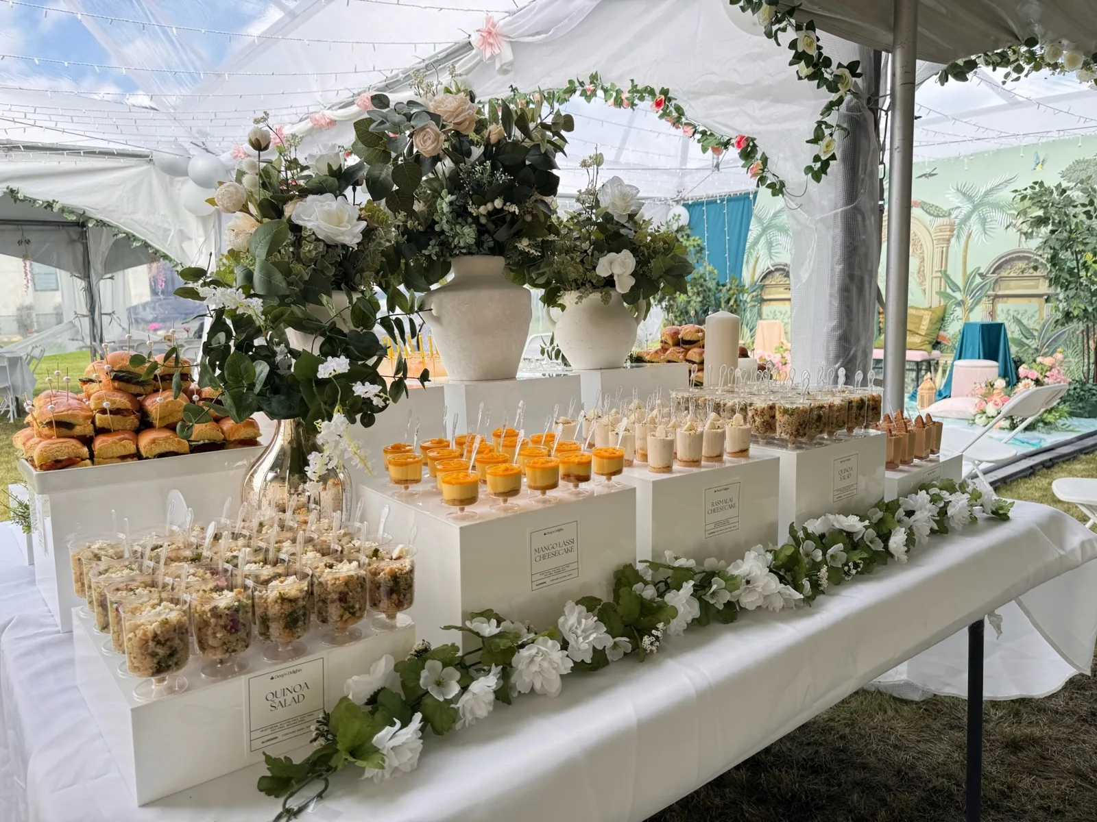 Indian wedding catering display at a Calgary Maiyan ceremony